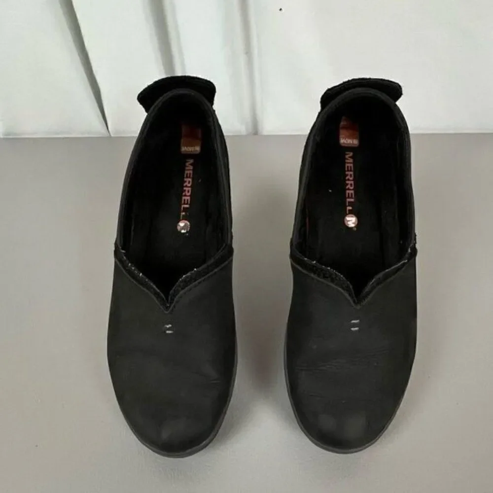MERRELL WOMENS SLIP ON LOAFERS BLACK SIZE 6 1/2
